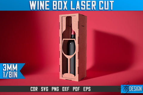 Wine Box Laser Cut SVG | Gift Wine Box Laser Cut SVG Design | CNC Files SVG Fly Design 