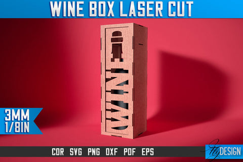 Wine Box Laser Cut SVG | Gift Wine Box Laser Cut SVG Design | CNC Files SVG Fly Design 