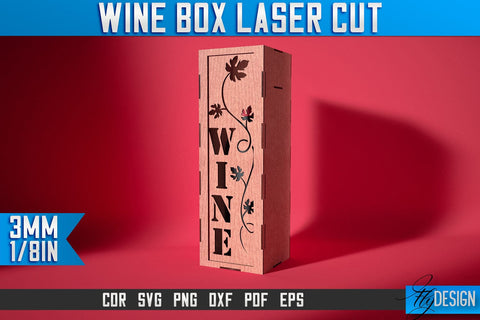 Wine Box Laser Cut SVG | Gift Wine Box Laser Cut SVG Design | CNC Files SVG Fly Design 