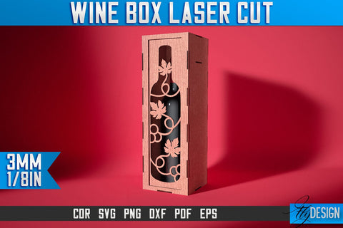 Wine Box Laser Cut SVG | Gift Wine Box Laser Cut SVG Design | CNC Files SVG Fly Design 