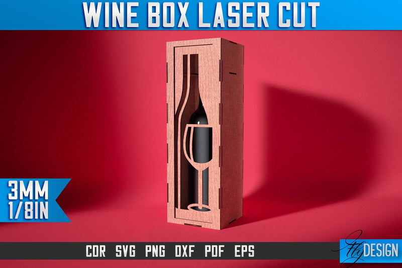 Wine Box Laser Cut SVG | Gift Wine Box Laser Cut SVG Design | CNC Files SVG Fly Design 