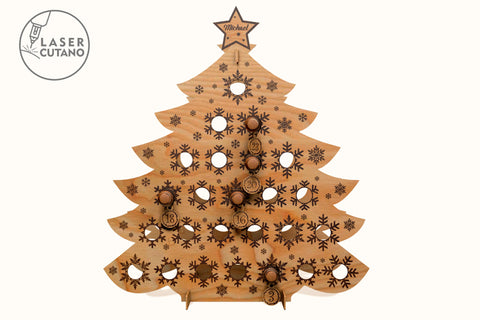 Wine Christmas Advent Calendar, Wine Bottle Holder Wood Laser Cut Template SVG LaserCutano 