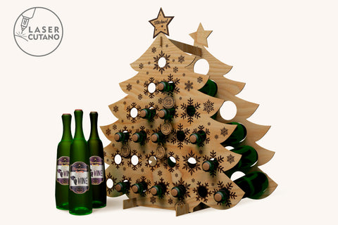 Wine Christmas Advent Calendar, Wine Bottle Holder Wood Laser Cut Template SVG LaserCutano 