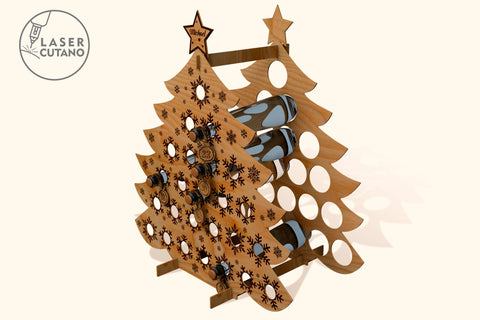 Wine Christmas Advent Calendar, Wine Bottle Holder Wood Laser Cut Template SVG LaserCutano 