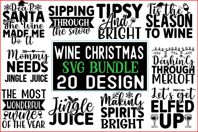 Wine Christmas SVG Design Bundle SVG CraftingStudio 