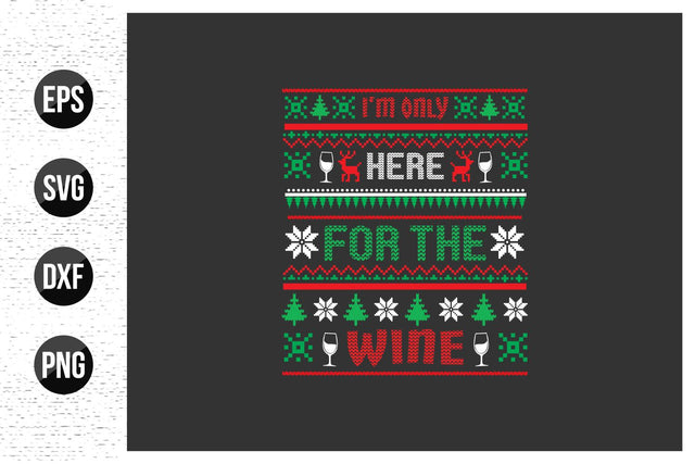Wine Christmas Sweater Design Graphic SVG uniquesvg99 