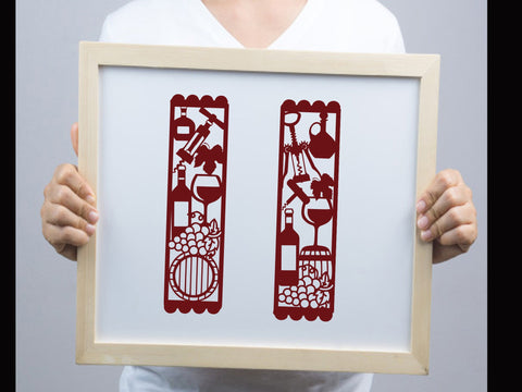 Wine Cork Bottle Bookmark Paper cut SVG Johan Ru designs 