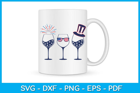 Wine Glass American Flag Funny 4th of July SVG PNG PDF Cut File SVG Creativedesigntee 