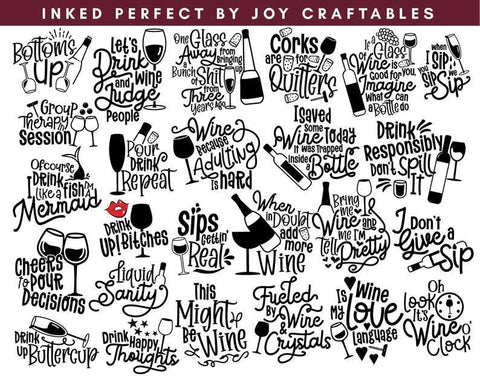 Wine Glass Bundle Vol 2 SVG Inked Perfect 