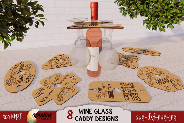 Wine Glass Caddy Bundle Laser Cut Design 3D. Kitchen Decor SVG. SVG Evgenyia Guschina 
