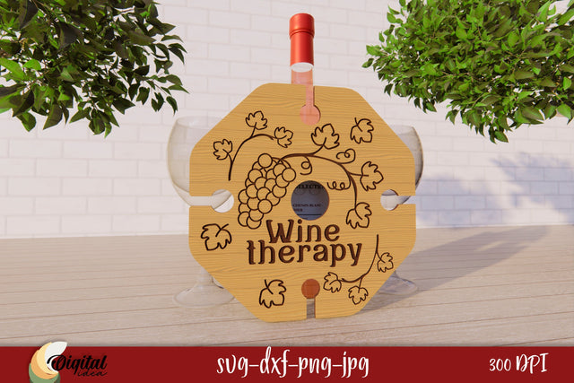 Wine Glass Caddy Laser Cut Design 3D. Kitchen Decor SVG. SVG Evgenyia Guschina 