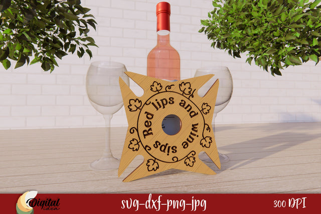 Wine Glass Caddy Laser Cut Design 3D. Kitchen Decor SVG. SVG Evgenyia Guschina 
