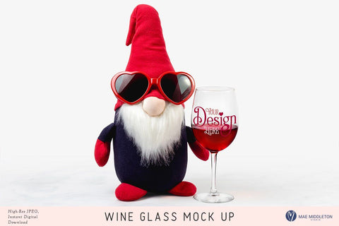 Wine Glass craft mock up, styled photo for Valentine's day Mock Up Photo Mae Middleton Studio 