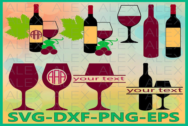 Wine glass Monogram SVG, Alcohol SVG AlexSVGStudio 