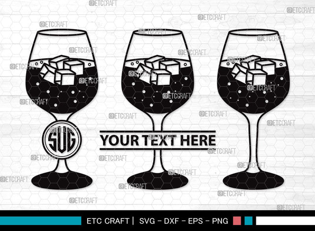 Wine Glass Monogram SVG Cut File | Drinking Glass Svg | Alcohol Glass Svg | Glass Svg | Wine Glass Clipart SVG ETC Craft 