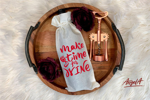 Wine glass quote Make time for wine. Bag quotes. SVG. PNG SVG Angelina Semenova 