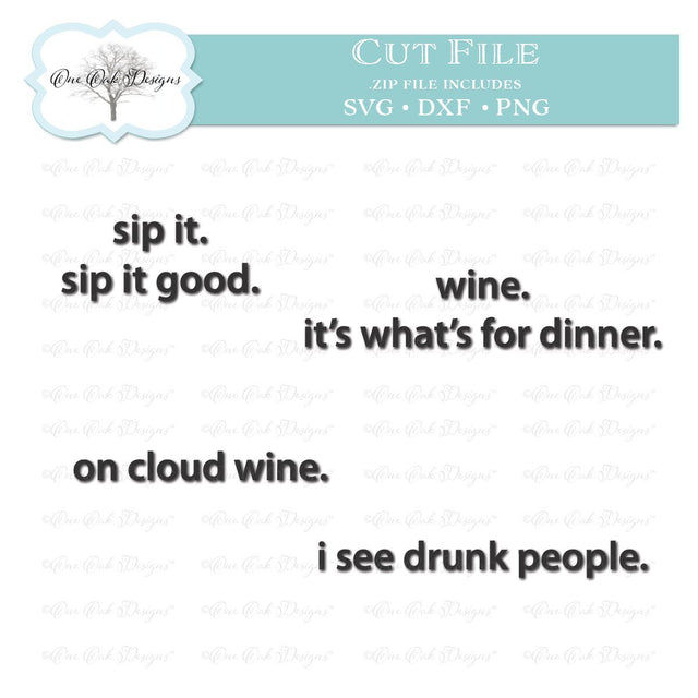 Wine Glass Sayings Bundle SVG One Oak Designs