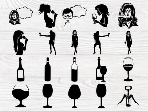 Wine Glass SVG Bundle, Woman Svg, Drinking Svg SVG TonisArtStudio 