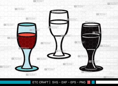 Wine Glass SVG Cut File | Drinking Glass Svg | Alcohol Glass Svg | Glass Svg | Wine Glass Clipart SVG ETC Craft 