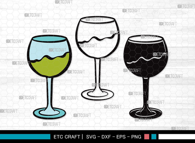 Wine Glass SVG Cut File | Drinking Glass Svg | Alcohol Glass Svg | Glass Svg | Wine Glass Clipart SVG ETC Craft 