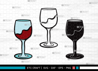 Wine Glass SVG Cut File | Drinking Glass Svg | Alcohol Glass Svg | Glass Svg | Wine Glass Clipart SVG ETC Craft 
