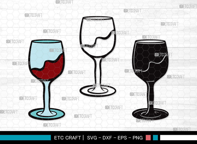 Wine Glass SVG Cut File | Drinking Glass Svg | Alcohol Glass Svg | Glass Svg | Wine Glass Clipart SVG ETC Craft 