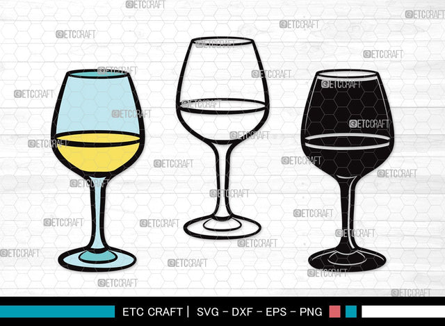 Wine Glass SVG Cut File | Drinking Glass Svg | Alcohol Glass Svg | Glass Svg | Wine Glass Clipart SVG ETC Craft 