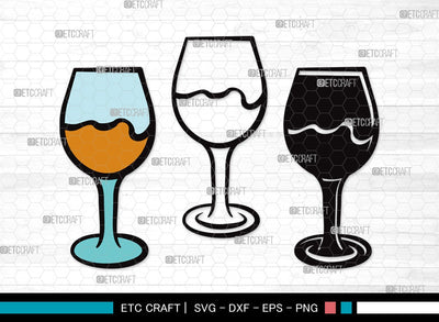 Wine Glass SVG Cut File | Drinking Glass Svg | Alcohol Glass Svg | Glass Svg | Wine Glass Clipart SVG ETC Craft 