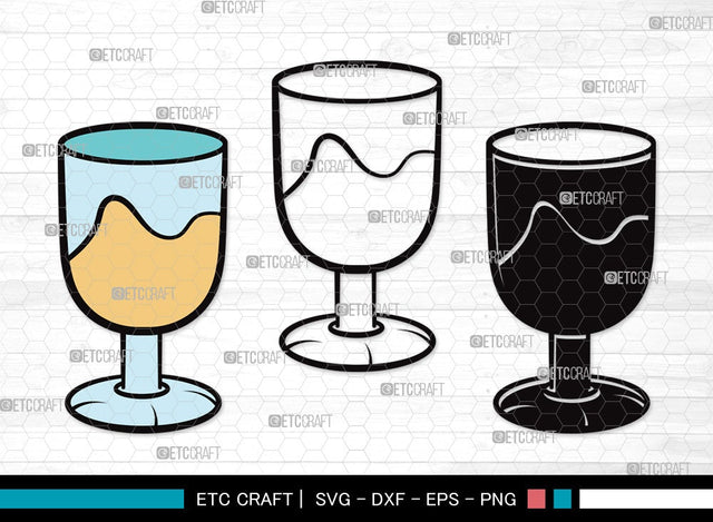Wine Glass SVG Cut File | Drinking Glass Svg | Alcohol Glass Svg | Glass Svg | Wine Glass Clipart SVG ETC Craft 