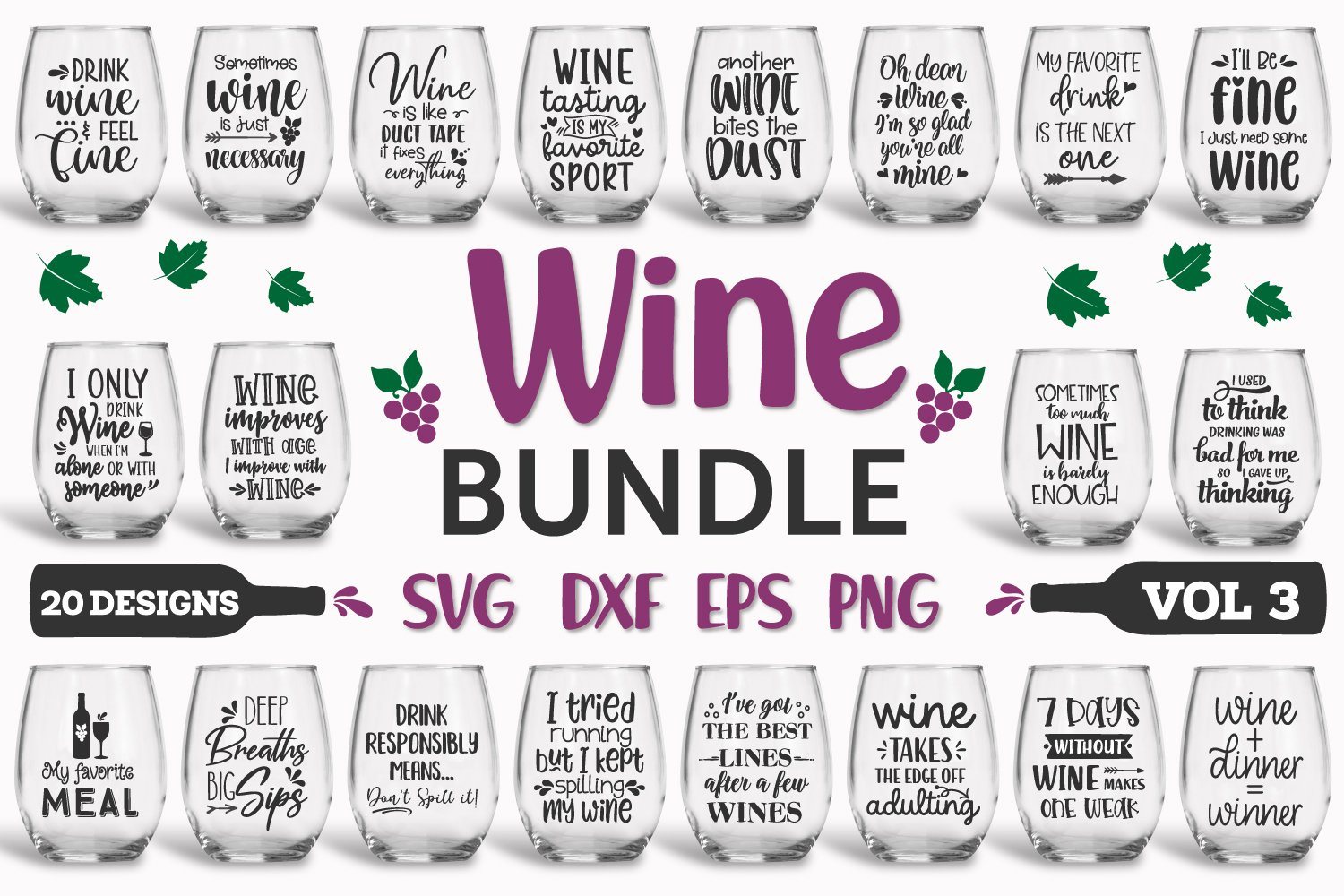 Wine Glasses Quotes SVG Bundle - Funny Wine Quotes (1406982)