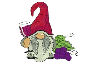 Wine Gnome Embroidery Design, Wine Embroidery Design, Embroidery/Applique DESIGNS NextEmbroidery 
