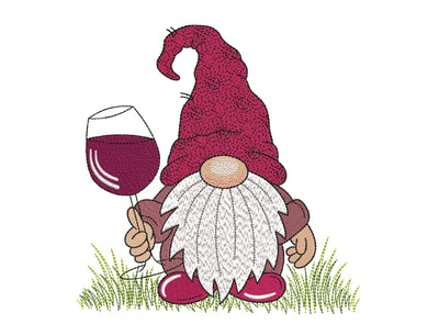 Wine Gnome Machine Embroidery Design, 4 sizes, Instant Download Embroidery/Applique DESIGNS Nino Nadaraia 