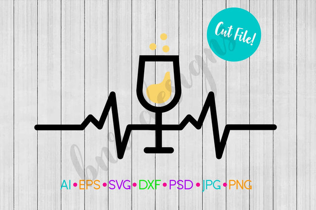 Wine Heartbeat SVG SVG BNRDesignShop 