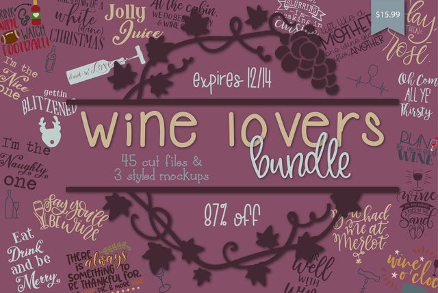 Wine Lovers Bundle Bundle So Fontsy Design Shop 