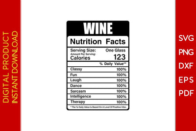 Wine Nutrition Facts SVG PNG PDF Cut File SVG Creativedesigntee 
