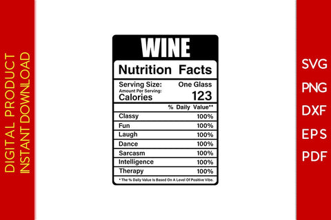Wine Nutrition Facts SVG PNG PDF Cut File SVG Creativedesigntee 