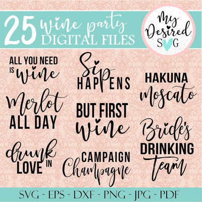 Wine Party 25 Files SVG MyDesiredSVG 