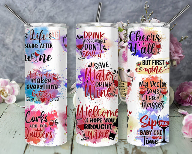 Wine Quotes 20oz Skinny Tumbler Png, Seamless Tumbler Sublimation Design, Wine Sayings Tumbler Png, But First Wine, Sublimation Design Sublimation DesignSVG 