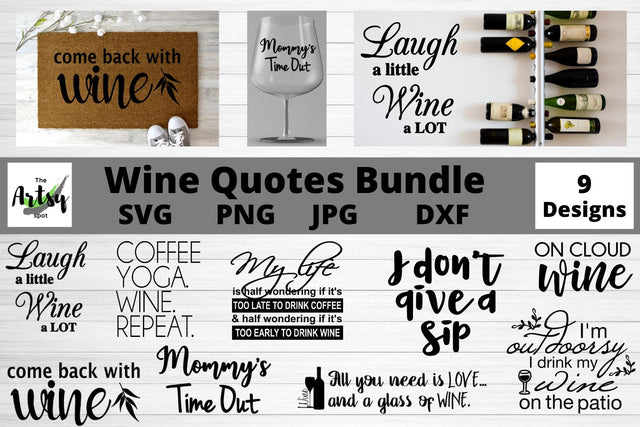Wine Quotes Bundle, Wine svg bundle, wine lover, wine glass quote SVG The Artsy Spot 
