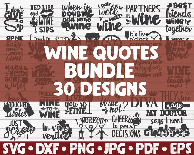 Wine quotes SVG Bundle | 30 designs SVG HQDigitalArt 
