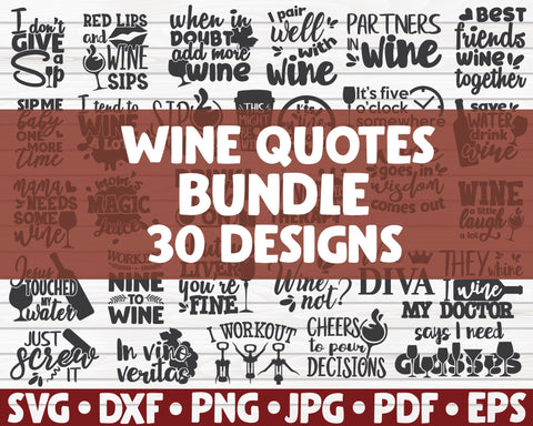 Wine quotes SVG Bundle | 30 designs SVG HQDigitalArt 