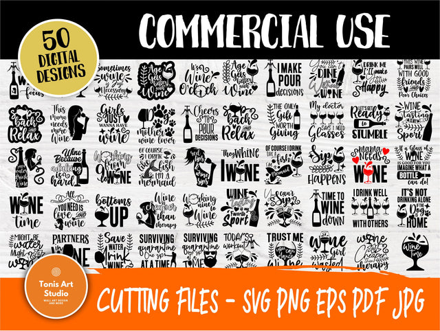 Wine Quotes SVG Bundle, Drinking Svg, Funny Shirt SVG TonisArtStudio 