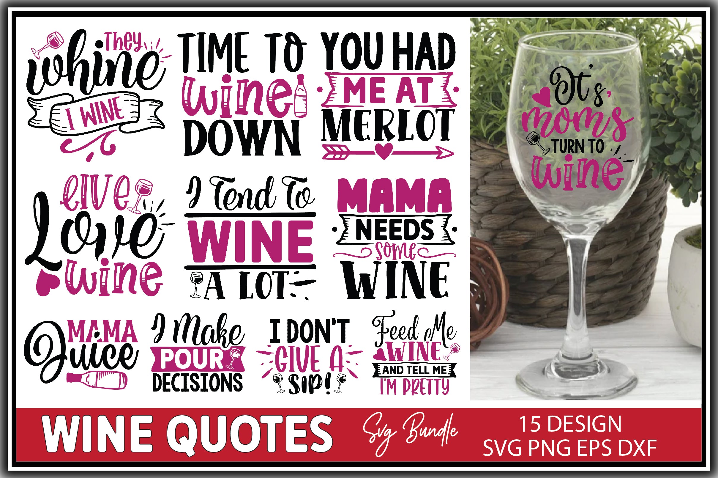 Wine Sayings Bundle SVG,Wine Lovers, Wine Decal,Wine Glass svg,Wine Quote  svg,Funny Wine Bundle dxf,Wine Cricut Cut Files,Drinking Quote svg - So  Fontsy
