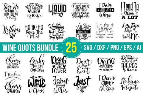 Wine Quotes SVG Bundle SVG nirmal108roy 