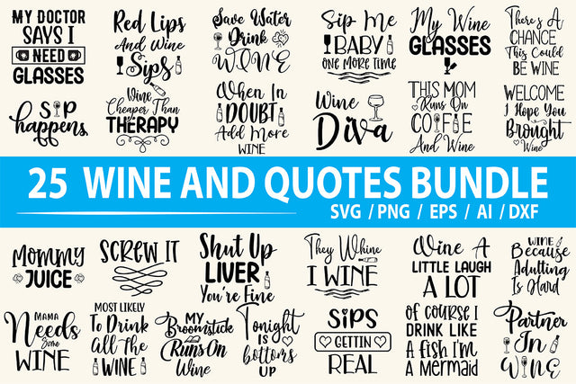 Wine Quotes SVG Bundle SVG nirmal108roy 