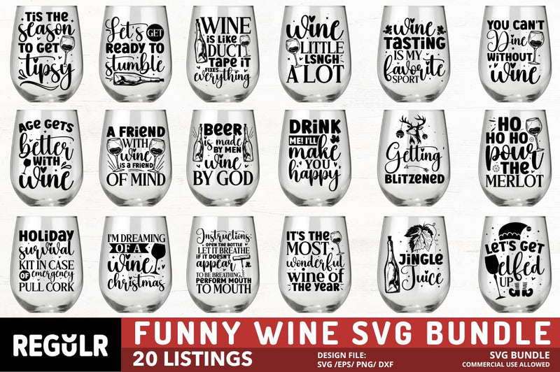 Wine quotes SVG Bundle SVG Regulrcrative 