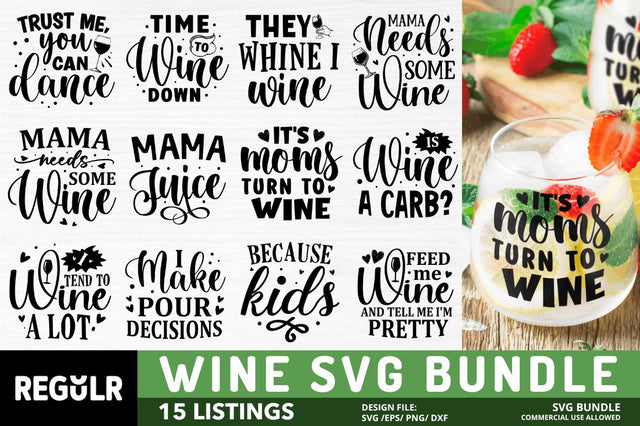 Wine Quotes Svg Bundle SVG Regulrcrative 