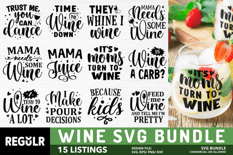 Wine Quotes Svg Bundle SVG Regulrcrative 