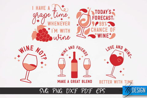 Wine Quotes SVG Bundle | Wine T-Shirt Design | Wine Sayings v.1 SVG Fly Design 