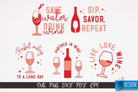 Wine Quotes SVG Bundle | Wine T-Shirt Design | Wine Sayings v.1 SVG Fly Design 
